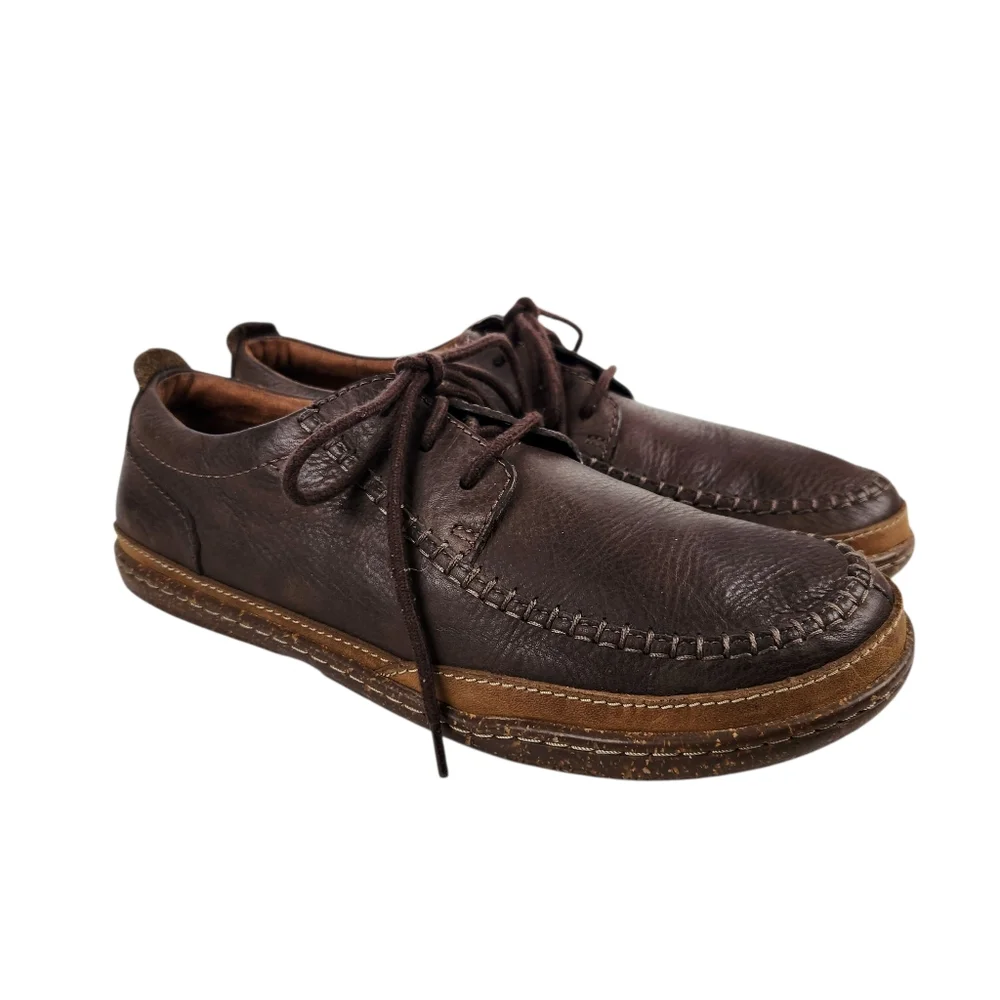 Clarks Trapell Pace Brown Leather Oxfords Moc Derby Wallabee Shoes Mens Size 8.5